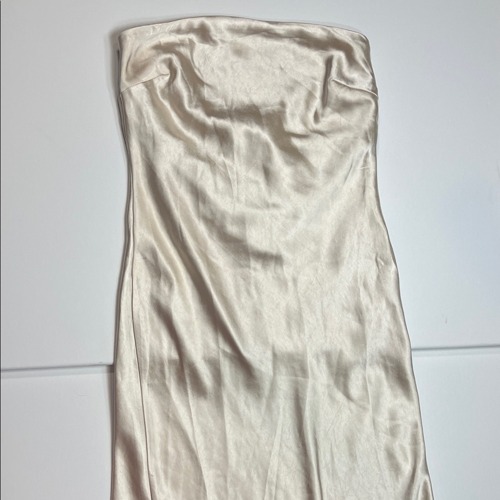 Strapless Satin Gown in Cream